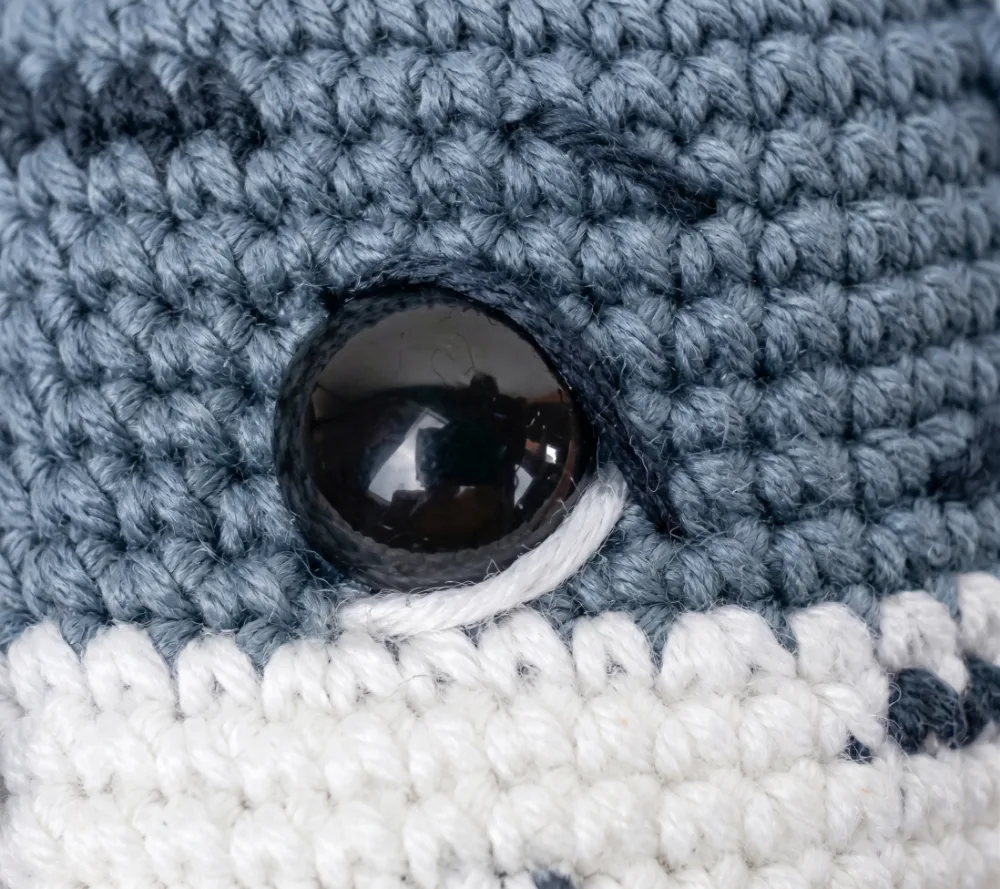 Detalle del bordado de los ojos